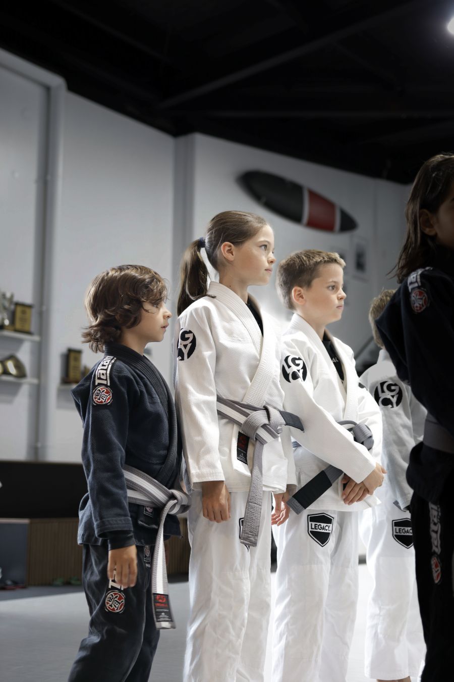 Kids class lined up ready to train